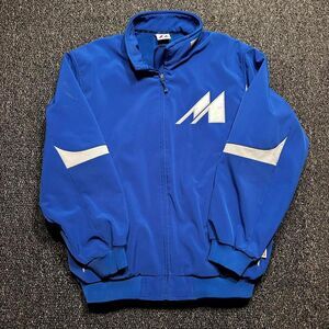 Majestic Track Jacket Men's XL Blue White Polyester Vintage Athletic Zip-Up